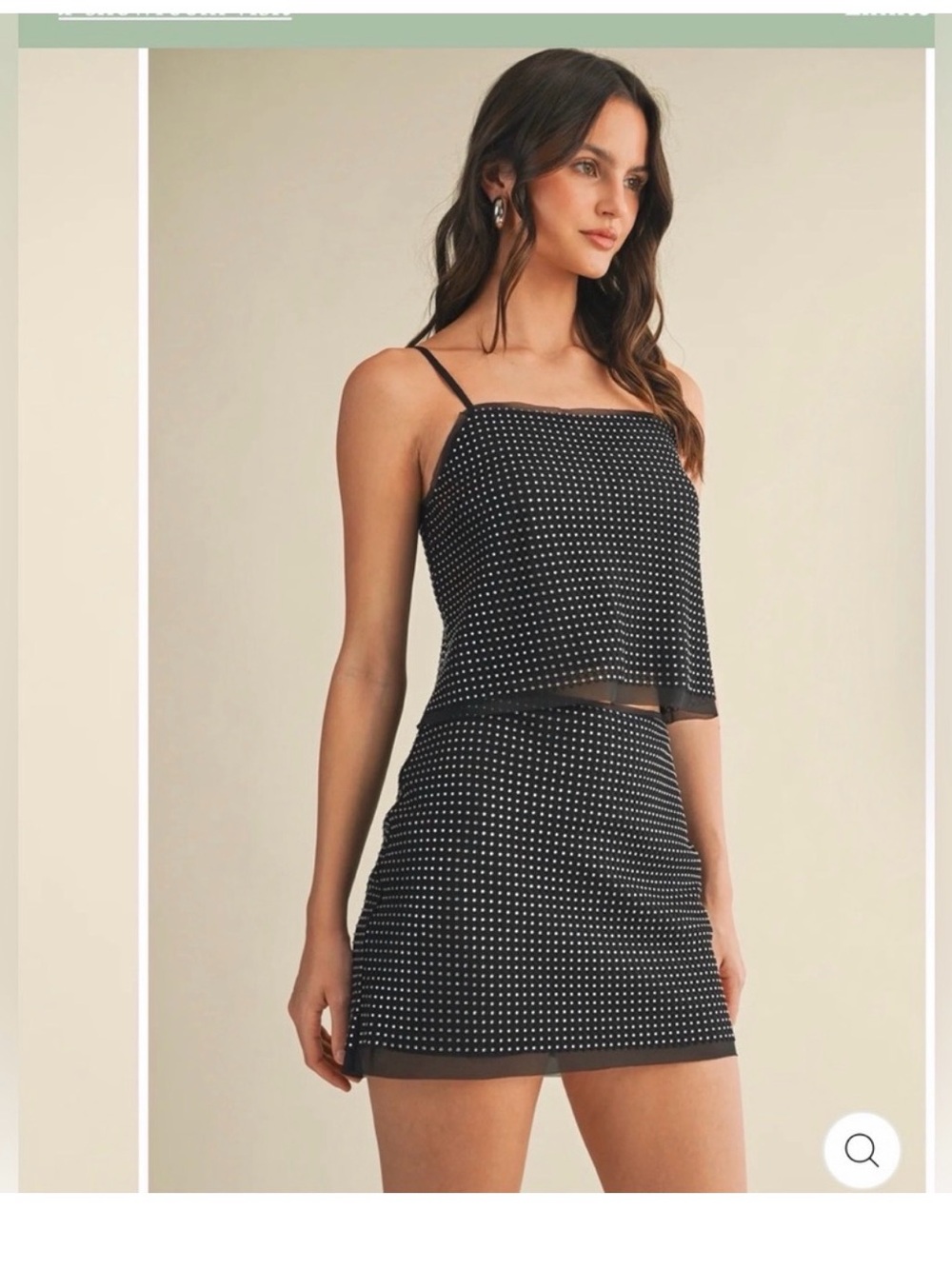 Pookie & Sebastian Sequin Cami with adjustable straps.